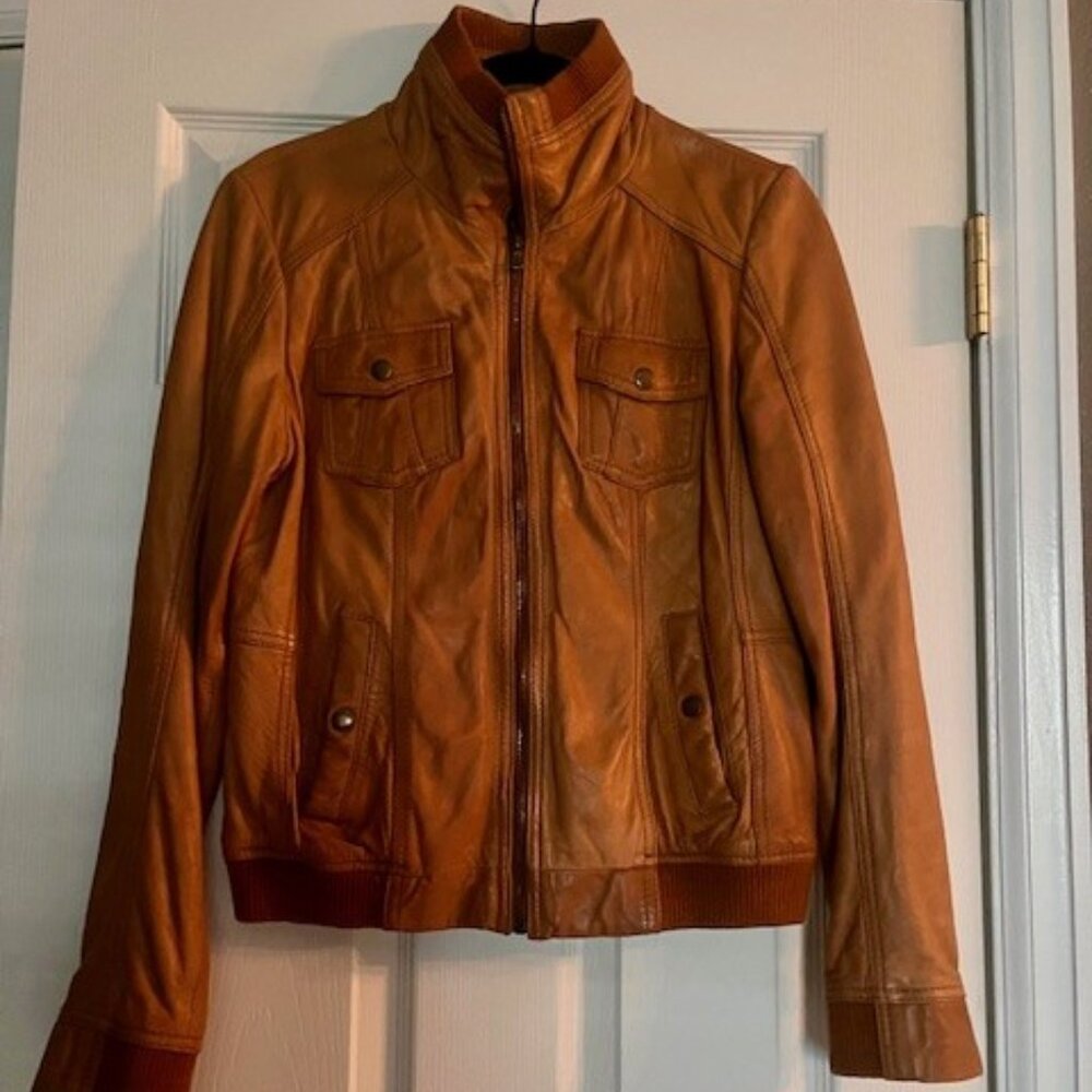 Guess Genuine Leather Jacket Color Size M